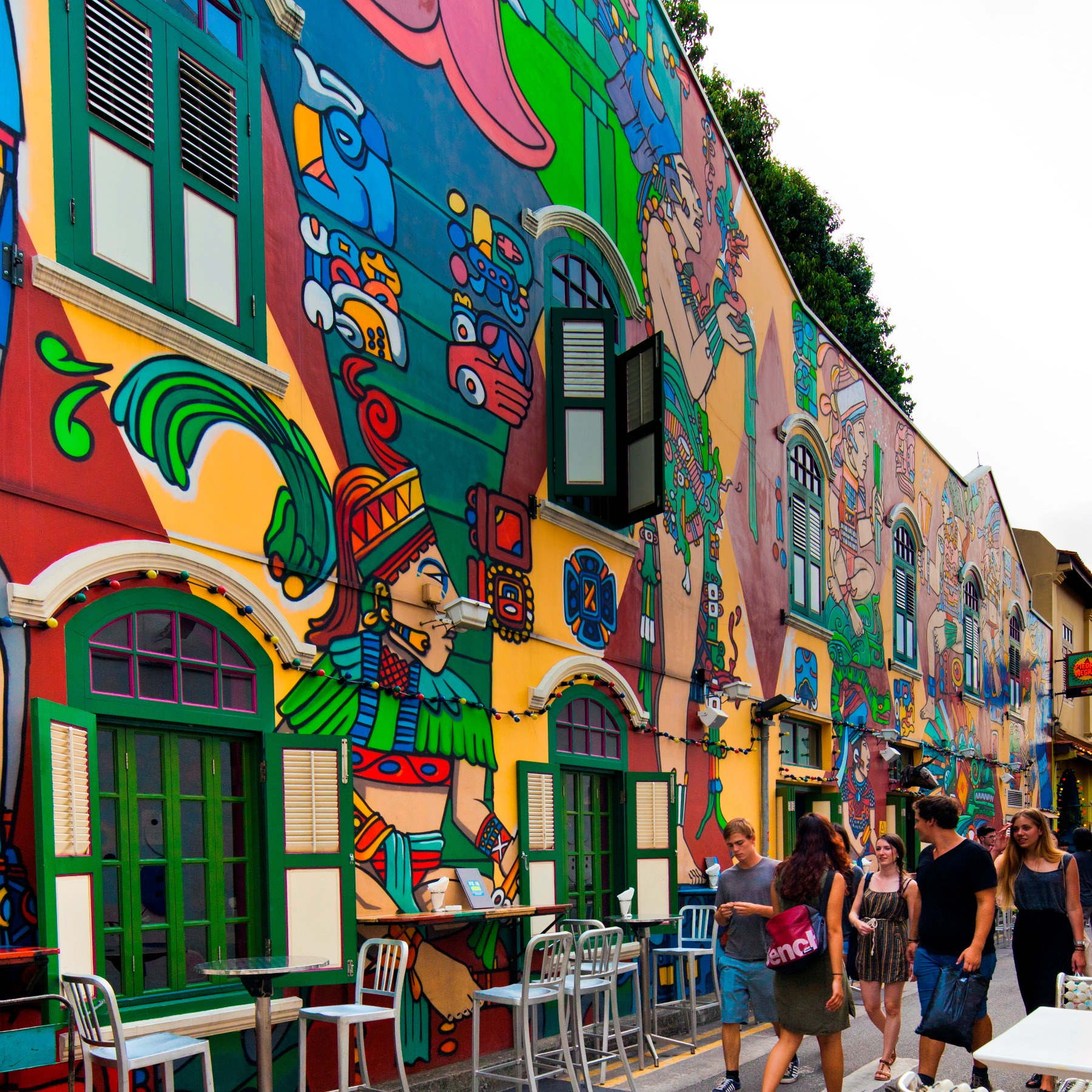Colourful murals on the walls of Haji Lane 